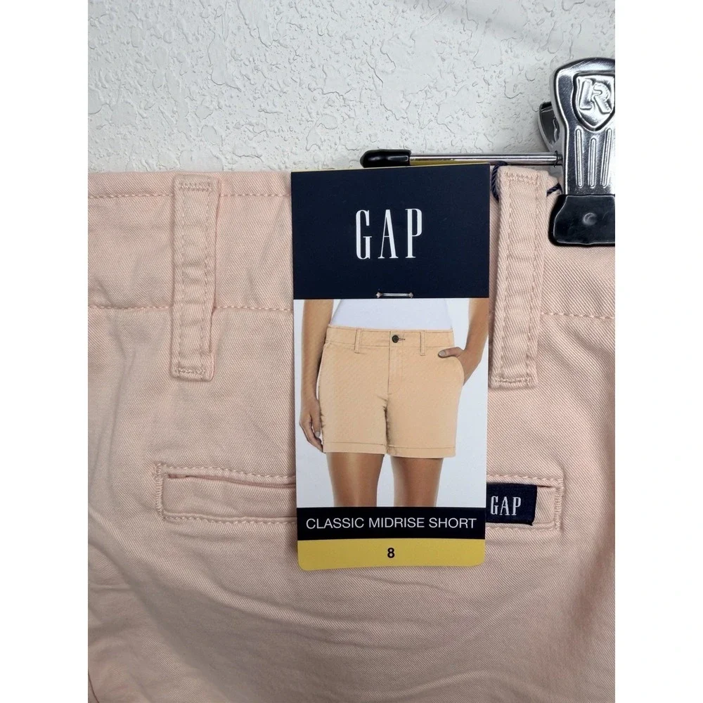 NWT Gap Classic Mid Rise Chino Shorts Womens 8 Peach Parfait 5